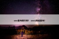 seo查询排行榜？ seo1网站查询？