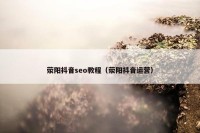 荥阳抖音seo教程（荥阳抖音运营）