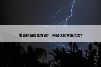 娄底网站优化方案？ 网站优化方案范文？