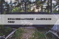 网页设计模板html代码表格？ html网页设计制作教程？