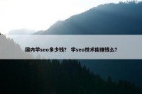 国内学seo多少钱？ 学seo技术能赚钱么？