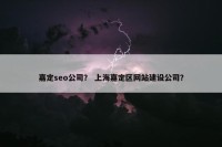 嘉定seo公司？ 上海嘉定区网站建设公司？