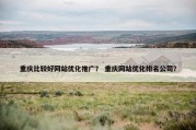 重庆比较好网站优化推广？ 重庆网站优化排名公司？