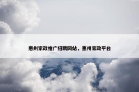惠州家政推广招聘网站，惠州家政平台
