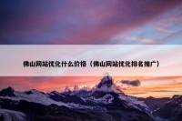 佛山网站优化什么价格（佛山网站优化排名推广）