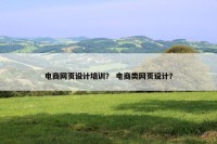 电商网页设计培训？ 电商类网页设计？