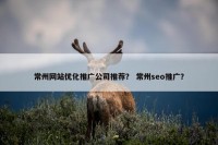 常州网站优化推广公司推荐？ 常州seo推广？