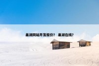 巢湖网站开发报价？ 巢湖在线？