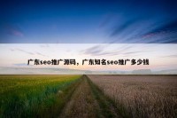 广东seo推广源码，广东知名seo推广多少钱