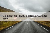 企业网站推广选哪个网站好，企业网站的推广方式和手段有哪些