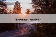 电白网络意思？ 电白话方言？