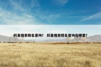 抖音搜索排名查询？ 抖音搜索排名查询在哪里？