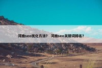 河南seo优化方法？ 河南seo关键词排名？