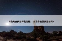 青岛专业网站开发价格？ 青岛专业做网站公司？