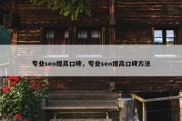 专业seo提高口碑，专业seo提高口碑方法