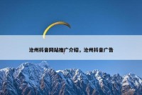 沧州抖音网站推广介绍，沧州抖音广告