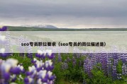seo专员职位要求（seo专员的岗位描述是）