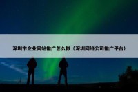深圳市企业网站推广怎么做（深圳网络公司推广平台）