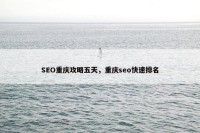 SEO重庆攻略五天，重庆seo快速排名