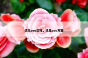 优化seo流程，优化seo方案