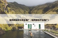 宿州网站优化排名推广（宿州微信平台推广）