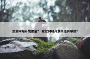 企业网站开发渠道？ 企业网站开发渠道有哪些？