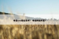 孝感seo排名技术？ 孝感网站开发？