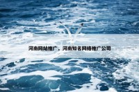 河南网站推广，河南知名网络推广公司