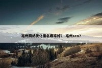 亳州网站优化排名哪家好？ 亳州seo？