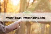 购物网站开发靠谱吗（购物网站的开发与设计论文）