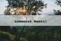 元氏网站优化技术，网站优化入门