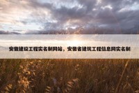 安徽建设工程实名制网站，安徽省建筑工程信息网实名制