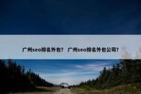 广州seo排名外包？ 广州seo排名外包公司？