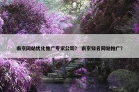 南京网站优化推广专家公司？ 南京知名网站推广？