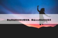 黄山网站排名优化哪家强，黄山seo排名优化技术