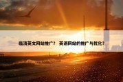 临清英文网站推广？ 英语网站的推广与优化？