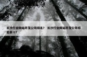 长沙行业网站开发公司排名？ 长沙行业网站开发公司排名前十？