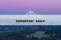 龙泉网站制作流程？ 龙泉官方？