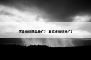 河北微信网站推广？ 石家庄微信推广？