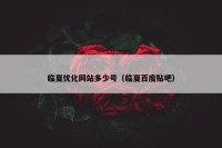临夏优化网站多少号（临夏百度贴吧）