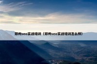 郑州seo实战培训（郑州seo实战培训怎么样）