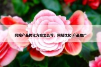 网站产品优化方案怎么写，网站优化 产品推广