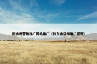 黔南州营销推广网站推广（黔东南店铺推广招聘）