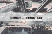seo优化选词，seo搜索优化是什么意思