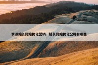 罗湖站长网站优化营销，站长网站优化公司有哪些