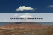淄川网站排名优化？ 淄川信息发布平台？