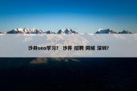 沙井seo学习？ 沙井 招聘 同城 深圳？