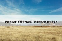 河南网站推广价格咨询公司？ 河南网站推广优化排名？