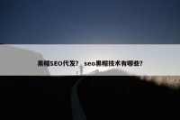 黑帽SEO代发？ seo黑帽技术有哪些？