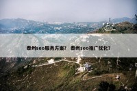 泰州seo服务方案？ 泰州seo推广优化？
